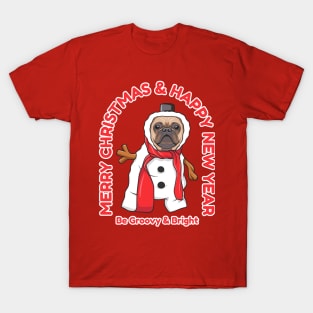 Bulldog dog in snowman costume T-Shirt